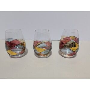 Cornet Barcelona Sagrada Stemless Wine Glasses Mosaic Art Handcrafted Set of 2